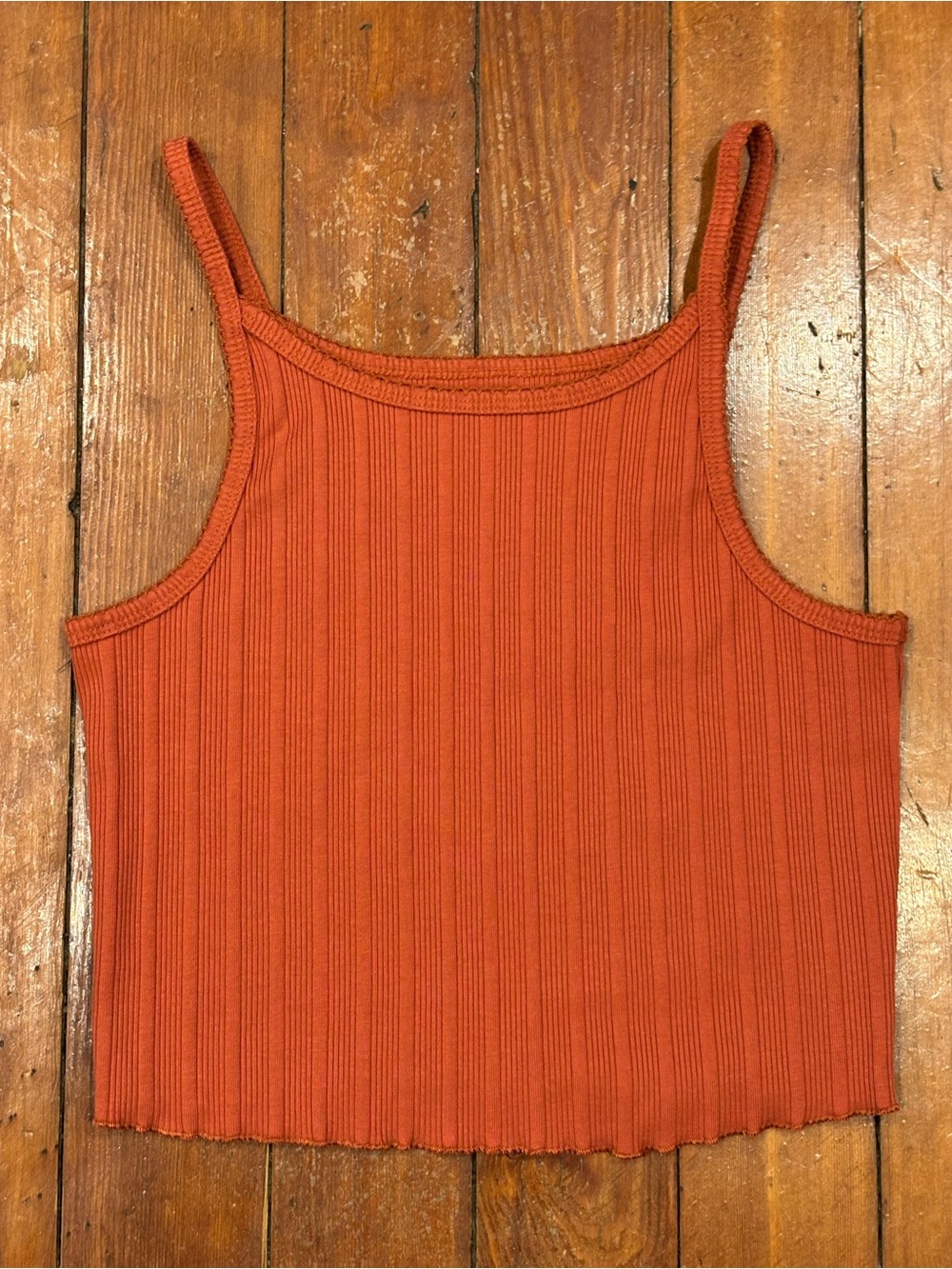 Aeropostale Women’s Ribbed Tank Top - Rust Orange Size L